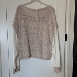 Women's Knit Sweater - Cream and Tan